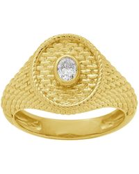 Artisan - 14K Bezel Set Diamond Textured Statement Ring - Lyst