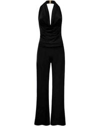 Why Mary - Diana Cowl Halter Neck Jumpsuit - Lyst
