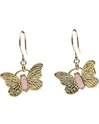 Farra - Butterfly With Rose Quartz Stone Earrings - Lyst