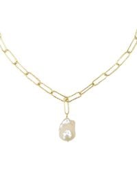 Kiri & Belle - Nova Paperclip Chain Large Pearl Filled Necklace - Lyst