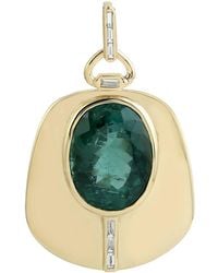 Artisan - 18k Gold With Oval Tourmaline & Baguette Diamond Pendant - Lyst