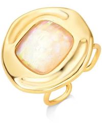 Purplee Store - Premium Plated Ring With Genuine Opal Of The Sea - Lyst