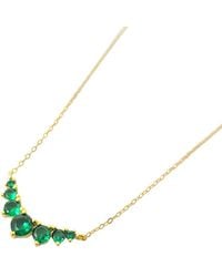 Harfi - Graduated Round Emerald Stones Plated Necklace - Lyst