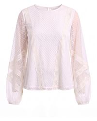 concept A trois - Ivory Tulle And Lace Blouse - Lyst