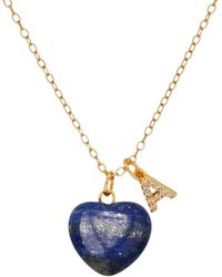 VALERIE CHIC - Initial Letter Lapis Lazuli Heart Necklace - Lyst
