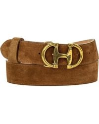 Peachy Belts Ltd - Chestnut Suede Belt With Detachable Double D Buckle - Lyst
