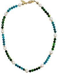 Farra - Green & Blue Gemstone With Freshwater Pearls Necklace - Lyst