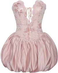 Miss Circle New York - Palesa Ballet Style Embroidered Bubble Hem Mini Dress - Lyst