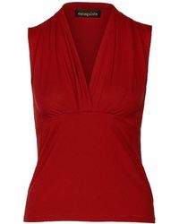 Conquista - Deep Viscose-Elastane Jersey Sleeveless Top With Draped Neckline - Lyst