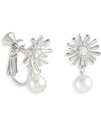 Grosse - Crystal & Pearl Drop Clip On Earrings, Series Bouquet - Lyst