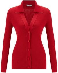 Peraluna - Polo V-Neck Ribbed Knit Cardigan - Lyst