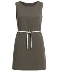 Conquista - Khaki Colour Straight Dress With Belt - Lyst