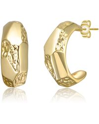 Genevive Jewelry - Plated Geometric Nugget C-Hoop Earrings - Lyst