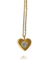 LINYA JEWELLERY - Aura Minimal Stone Heart Necklace - Lyst