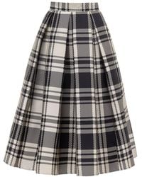 Georgette - Noir Grid Midi Skirt - Lyst