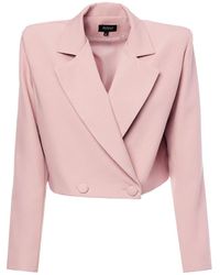 BLUZAT - Pastel Pink Double Breasted Cropped Blazer - Lyst