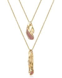 Rare Matters Jewelry - Organic Double Drop Necklace Strawberry Quartz - Lyst
