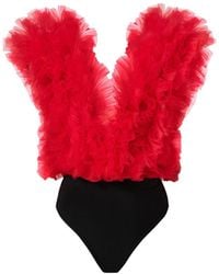 LIA ARAM - Signature Ruffled Tulle Bodysuit - Lyst