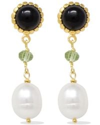 Vintouch Italy - Onyx, Green Amethyst & Pearl Drop Earrings - Lyst