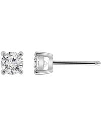 Diamonbliss - Embellished Swarovski Stone Platinum Plated Sterling Solitaire Round Cut Stud Earrings One Carat - Lyst