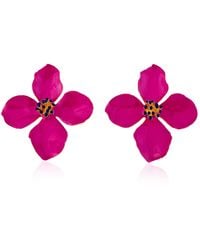 Milou Jewelry - Raspberry Clover Flower Earrings - Lyst