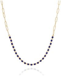 Nellou Jewellery - Lapis Gem Shine Necklace Plated Sterling - Lyst