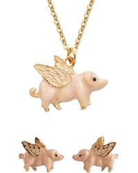 Fable England - Flying Pig Necklace & Stud Earrings Set - Lyst