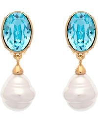 Emma Holland Jewellery - Aqua Crystal & Baroque Pearl Drop Clip Earrings - Lyst