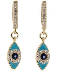 Ebru Jewelry - Turquoise Sparkly Gold Evil Eye Earrings - Lyst