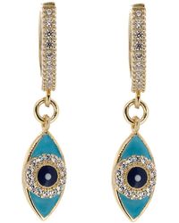 Ebru Jewelry - Turquoise Sparkly Gold Evil Eye Earrings - Lyst