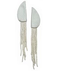 WAIWAI - Neutrals Flowline Beaded Dangle Earrings Ivory - Lyst