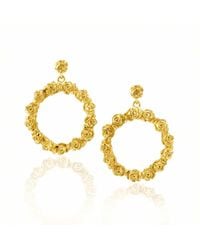 Unaloe - Plated Rose Hoop Earrings – Floral Statement Drop Earrings – Handmade Italian Jewelry For - Lyst