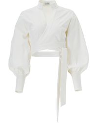 Lita Couture - Wrap Around Crisp Cotton Blouse - Lyst