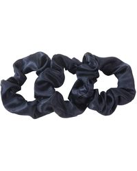 Soft Strokes Silk - Pure Mulberry Silk French Scrunchie, Jacquard Silk, Set Of Three In Navy Cloud - Lyst