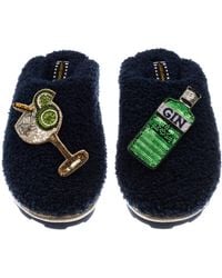 Laines London - Teddy Closed Toe Slippers With Original Gin & Glass Brooches - Lyst
