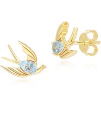 Gemondo - Ecfew Creator Topaz Hummingbird Stud Earrings In Gold Plated Sterling Silver - Lyst