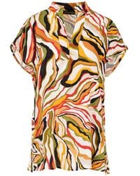 Conquista - Brick Colour Swirl Print Sleeveless Top - Lyst