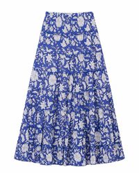 Yumi' - Floral Cotton Tiered Maxi Skirt - Lyst