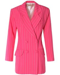AGGI by HALEWSKI - Tiffany Hot Pink Long Double-breasted Blazer - Lyst