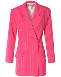 AGGI - Tiffany Hot Pink Long Double-breasted Blazer - Lyst