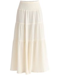 Paisie - Cheesecloth Shirred Waist Tiered Maxi Skirt - Lyst