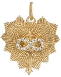 Artisan - 14k Yellow Gold Natural Diamond Heart Shape Infinity Pendant - Lyst
