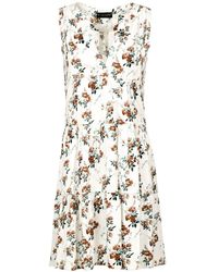 Conquista - Neutrals Sleeveless Ecru Floral A Line Dress - Lyst