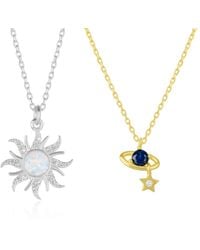 Spero London - Opal Sun & Sunburst & Saturn Necklace Layering Set - Lyst