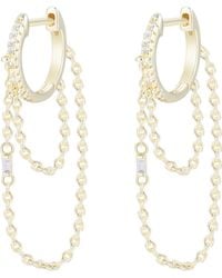 KAMARIA - Chain Huggie Earrings With Crystals - Lyst