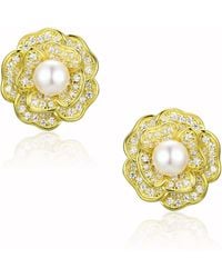 Santinni - Tsarina Flower & Freshwater Pearl-Plated Earrings - Lyst