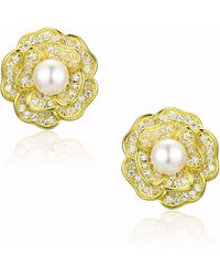 Santinni - Tsarina Flower & Freshwater Pearl -plated Silver Earrings - Lyst
