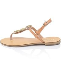 Ancientoo - Morfi Handcrafted Leather Women's Flat Sandals With Gold Gems - Lyst