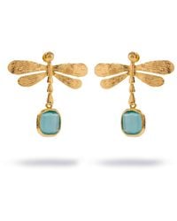 Ebru Jewelry - Spiritual Dragonfly Aqua Cat's Eye Drop Earrings - Lyst