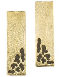 Zeworks - Sahara Blues – Leopard Handcrafted Brass Earrings With Lava Stone Inlay - Lyst